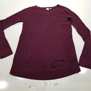 GAP Maternity Women's Knit Sweater Burgundy Crew Neck Long Sleeve Pullover XS - Picture 1 of 8