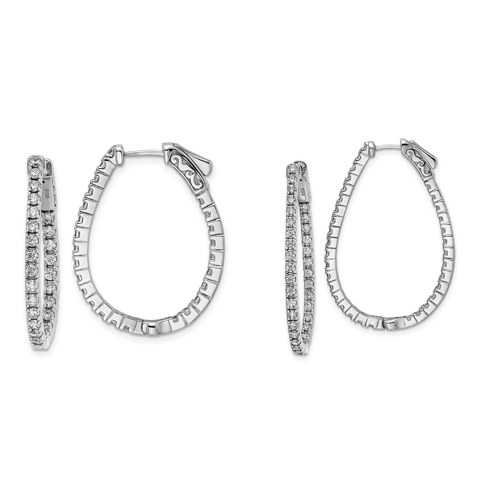 Argento Sterling 1.75mm Zirconia Cubica IN & Fuori Ovale Cerchio Orecchini - - Immagine 1 di 1