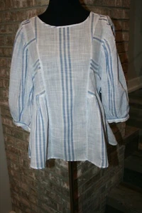 NEW Lucky Brand Womens Blue White Striped Blouse SZ S - Picture 1 of 7