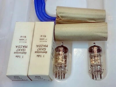 马自达 12AX7 ECC83 管 2 件法国制造 1958 铬板测试银色 — 第 1/4 张图片