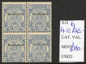 Swaziland overprinted on Transvaal 1889 6d mint n.h. block 4 (2025/02/08#02) - Picture 1 of 2