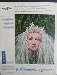 1955 De Beers joyería la novia velo arte de Charles Rain anuncio vintage - Imagen 1 de 1