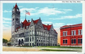 Postal del Ayuntamiento de la Ciudad de la Bahía de Michigan Bay City Mich a Mich 1943 publicada - Imagen 1 de 2