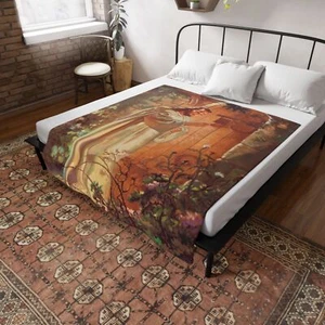 Rustic Jesus Knocking Fleece Blanket - Cozy Home Decor, Spiritual Gift Faith - Picture 1 of 14