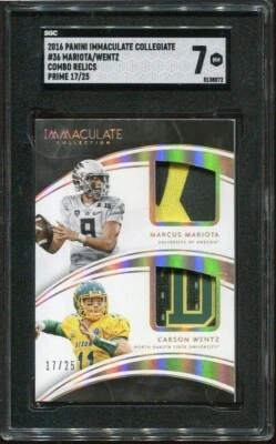 Mariota/Wentz 2016 doble reliquia Panini Immaculate combo reliquias Prime/25 #36 SGC 7 Foto 1 de 3