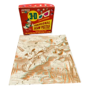 Vintage Disney 3d Jaymar Specialty Jigsaw Puzzle Pluto Mickey Donald Duck Goofy - Picture 1 of 5