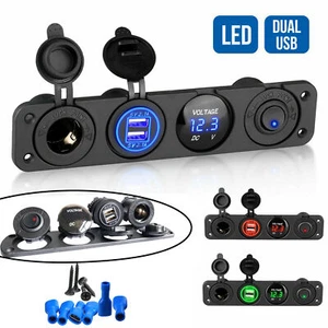 KFZ Auto Zigarettenanzünder Steckdose 12V mit Dual USB Ladegerät Buchse Einbau - Zdjęcie 1 z 18