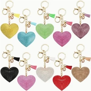Llavero Mochila Cartera Dije Llavero Borla Corazón Estrás Brillante - Imagen 1 de 3