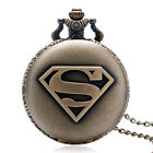 Montre de poche à thème symbole acier quartz Superman « S » cadeaux pour fans de super-héros