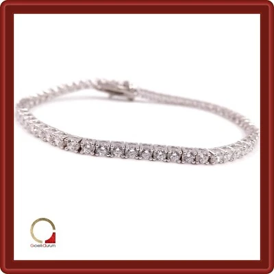 Bracciale Tennis in argento 925 con zirconi da uomo o donna rodio oro bianco - Immagine 1 di 4