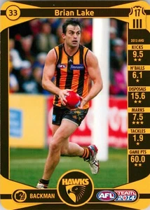 2014 HAWTHORN HAWKS AFL Premiers Card BRIAN LAKE - Bild 1 von 3