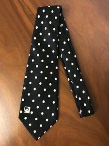 Corbata de colección Pierre Cardin para hombre negra crema lunares 100 % seda firma ¡RARA! - Imagen 1 de 4
