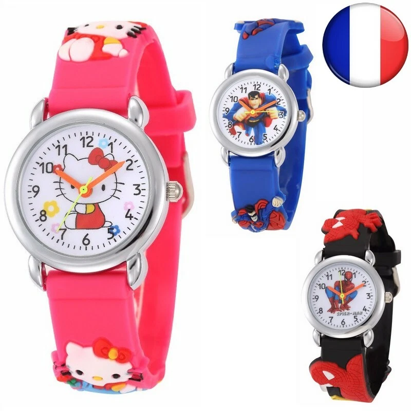 Montre Enfants 3D Mickey Minnie Quartz Spiderman Hello Kitty Superman Disney Top - Photo 1/1