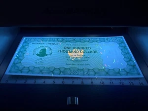 Simbabwe One 100000 Dollar 2006 Agro Scheck Rechnung Banknote Geld - vor Billion - Bild 1 von 4
