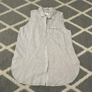 Chicos No Iron 100% Linen Sleeveless Tunic Top Size 2 12/14 New Tan - Picture 1 of 9