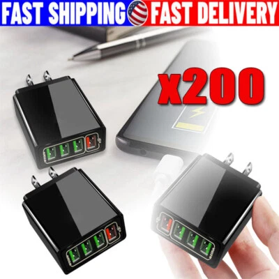 Lote Adaptador de Corriente Cargador de Pared USB Hub QC 3.0 Carga Rápida de 4 Puertos EE. UU. Foto 1 de 4