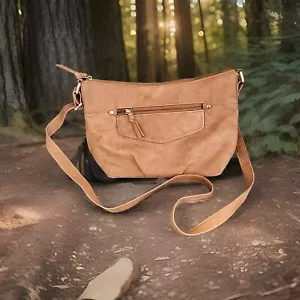Great American Leather Works Tan Pebbled Leather Crossbody Bag NWOT Western - Picture 1 of 7