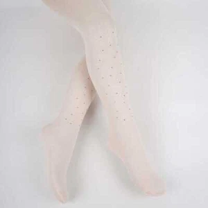 Girls Bamboo Tights With Rhinestones, Waffle Knit - Picture 1 of 8