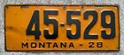 1928 Montana License Plate - Nice Original Paint