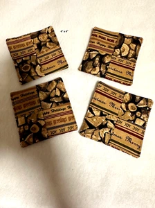 Handgefertigte Northwoods Land Urlaub Wende Gesteppt Stoff Untersetzer 4er Set - Bild 1 von 2