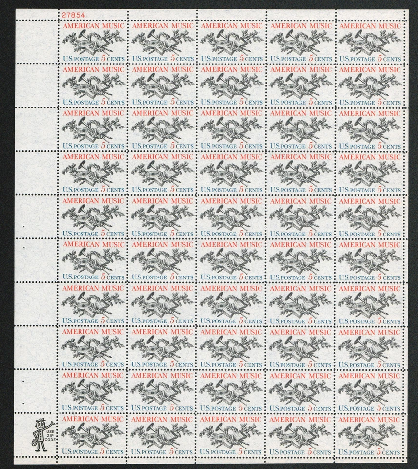 American Music - Sheet of 50 USPS 5¢ Stamps - Scott #1252 - Image 1 of 1