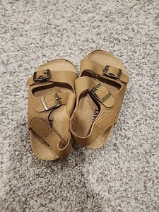 Sandalia Antigua Azul Marino Bebé Niña 12/18 Mth Correa Marrón Con Hebilla - Imagen 1 de 9