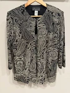 Alex Evenings Women's Tank And Jacket Set Large Glitter Paisley Dressy Party - Picture 1 of 11