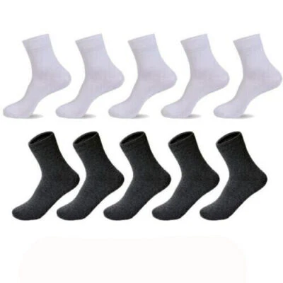 Lote de 5-10 pares de calcetines lisos deportivos deportivos de algodón unisex para hombres y mujeres Foto 1 de 4
