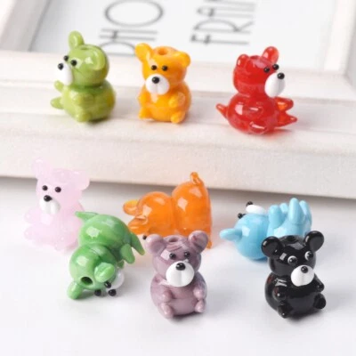2pcs Bear Shape 15x20mm Handmade Lampwork Glass Loose Beads For Jewelry Making - Image 1 of 4