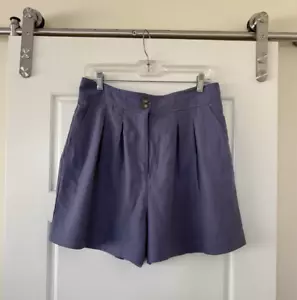 Jason Wu hoch tailliert plissiert Paperbag Shorts lila Leinenmischung Größe 8 - Bild 1 von 9