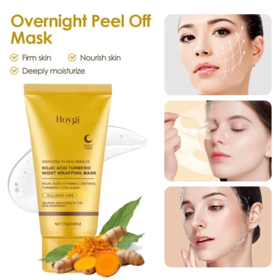 Kojic Acid &Turmeric Night Mask Collagen Peel-Off Formula for Wrinkle Reduction - Image 1 of 4