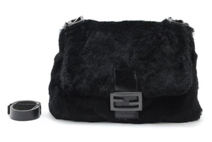 FENDI Mamma Baguette Shoulder Hand Bag Fur Leather Authentic Ml - Picture 1 of 8