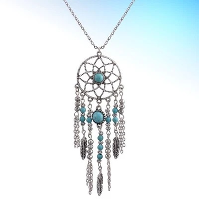  Collana in argento della Boemia Collana in lega Pendente Creativo Dreamcatcher - Immagine 1 di 4