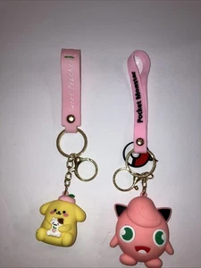 Pokemon SWEET PEACHES &  JIGGLYPUFF 3D Keychain , Backpack New - Picture 1 of 2
