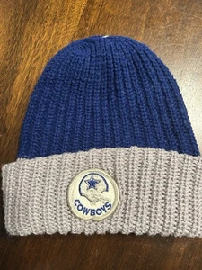Vintage 70er 80er Dallas Cowboys blau silber Beanie Strick Wintermütze - Bild 1 von 4