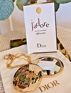 Dior Beauty Cosmetic Makeup Gold Pocket Mirror Dior Pouch & Jadore Sample NEW - Picture 1 of 5