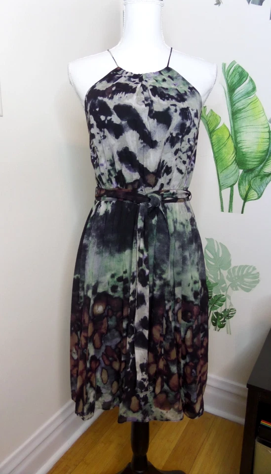 Vestido Andrew Marc Sin Mangas Cuello Alto Forrado Mezcla Seda Pintura Acuarela Talla 6 Foto 1 de 4