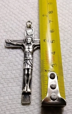 Antiguo Crucifijo de Plata de Ley 1928 Monja Hábito Cruz Elizabeth Stenson 2 3/4" Foto 1 de 4