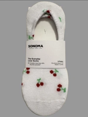 Sonoma No Show 5 Pack Everyday Liner Socks Size 9-11 Shoe Sizes 4-10 ASST COLORS - Image 1 of 4