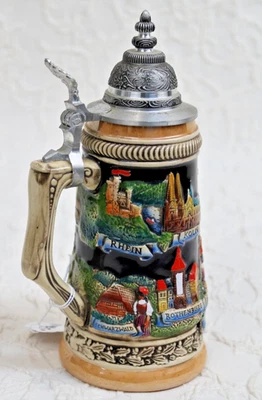 Zoller & Born Ltd.ed. 9" Stein Hand Painted "German Cities" Certificate;STEIN 24 - Image 1 of 4
