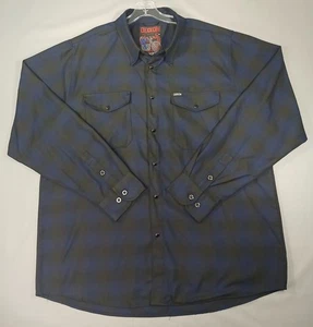Dixxon Flannel Shirt Mens 2XL Blue Black Plaid Midnight Button Up Long Sleeve - Picture 1 of 7