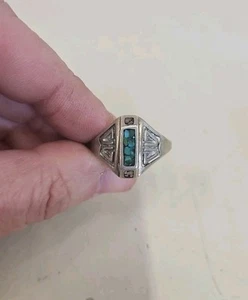 Anillo Navajo Vintage Turquesa 2 Tonos Piedra Plata de Ley. MU2 - Imagen 1 de 16