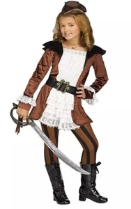 Pacific Pirate Fancy Girl Child Halloween Costume NEW Dress Tights Hat Sz M 8-10 - Picture 1 of 2