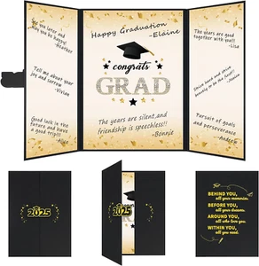 2025 Graduation Guest Book Alternative, Black Gold Class of 2025 Graduation Part - Picture 1 of 12