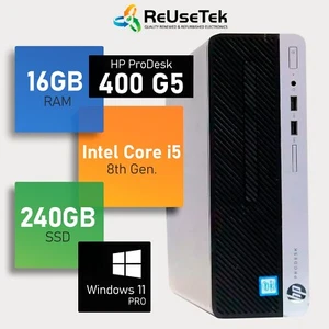 HP ProDesk 400 G5 SFF PC Intel Core i5-8500 3.0GHz 16GB RAM 240GB SSD Win 11 Pro - Afbeelding 1 van 16