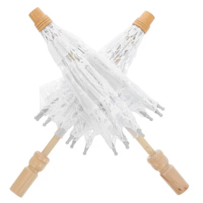 2 Piezas Paraguas de Tela de Algodón Boda Fiesta Paraguas Utilería Novia Disfraz Utilería Foto 1 de 4