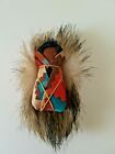 Vintage Papoose on Cradleboard  Cloth Doll Rabbit Fur Sheep Skin 4 inches