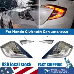 Crystal Clear Lens LED Tail Lights fits for Honda Civic Sedan 2016-2021 10th G59 - Picture 1 of 8