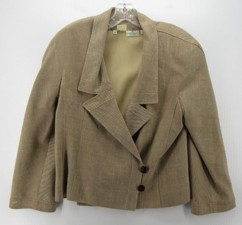 VINTAGE Valentino Blazer Donna 10 Marrone Boutique Lino Giacca Doppiopetto