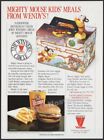 MIGHTY MOUSE / WENDY'S - Original 1989 Trade AD / ADVERT _ kids meals _ Viacom